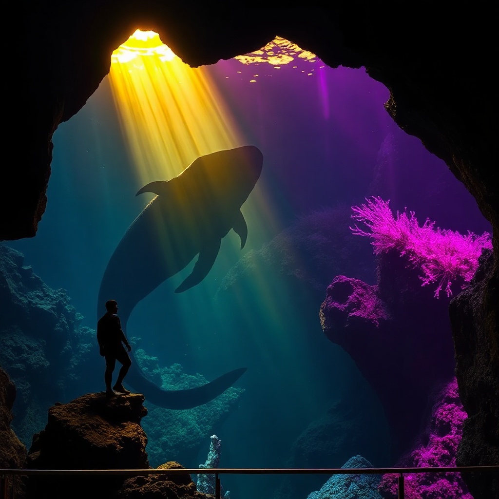 Leviathan in crystal cave tank